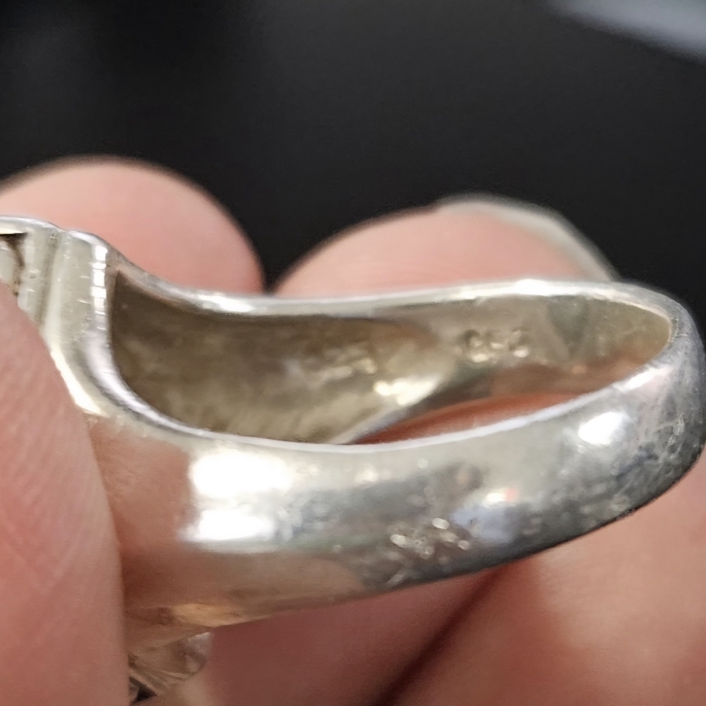 Vintage CFJ Signed Sterling Abalone Ring. - Picture 9 of 9
